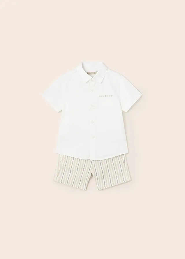 Mayoral dressy linen short set for baby boy - Oat