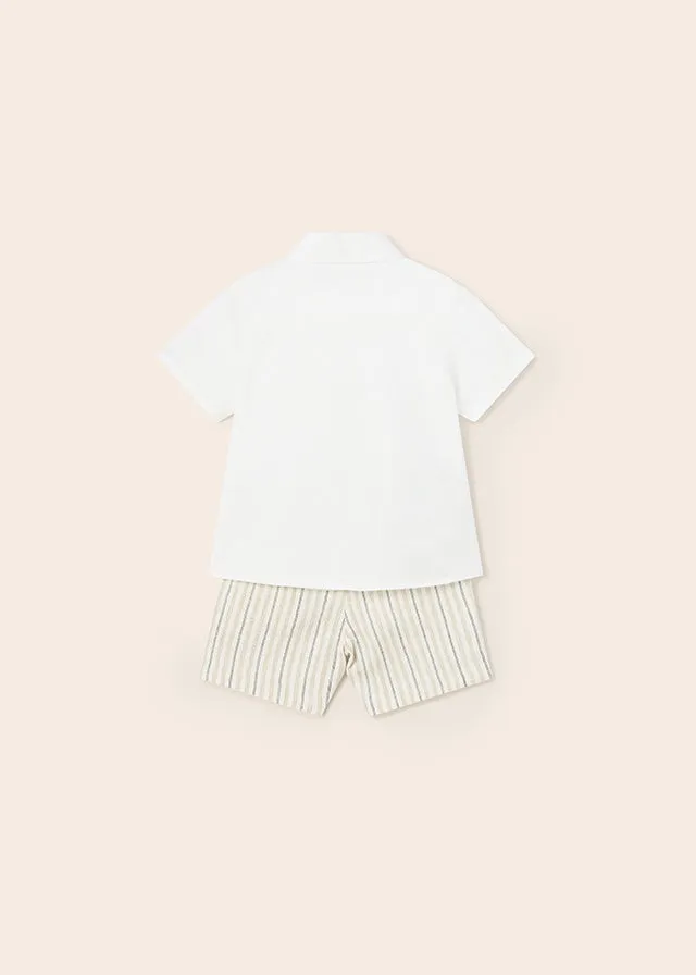 Mayoral dressy linen short set for baby boy - Oat