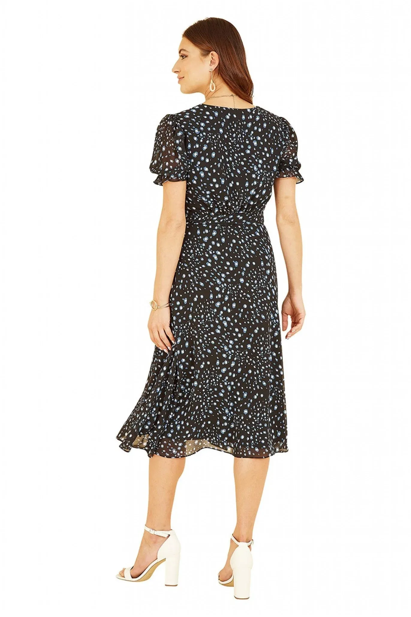 Mela London Black Animal Print Midi Tea Dress