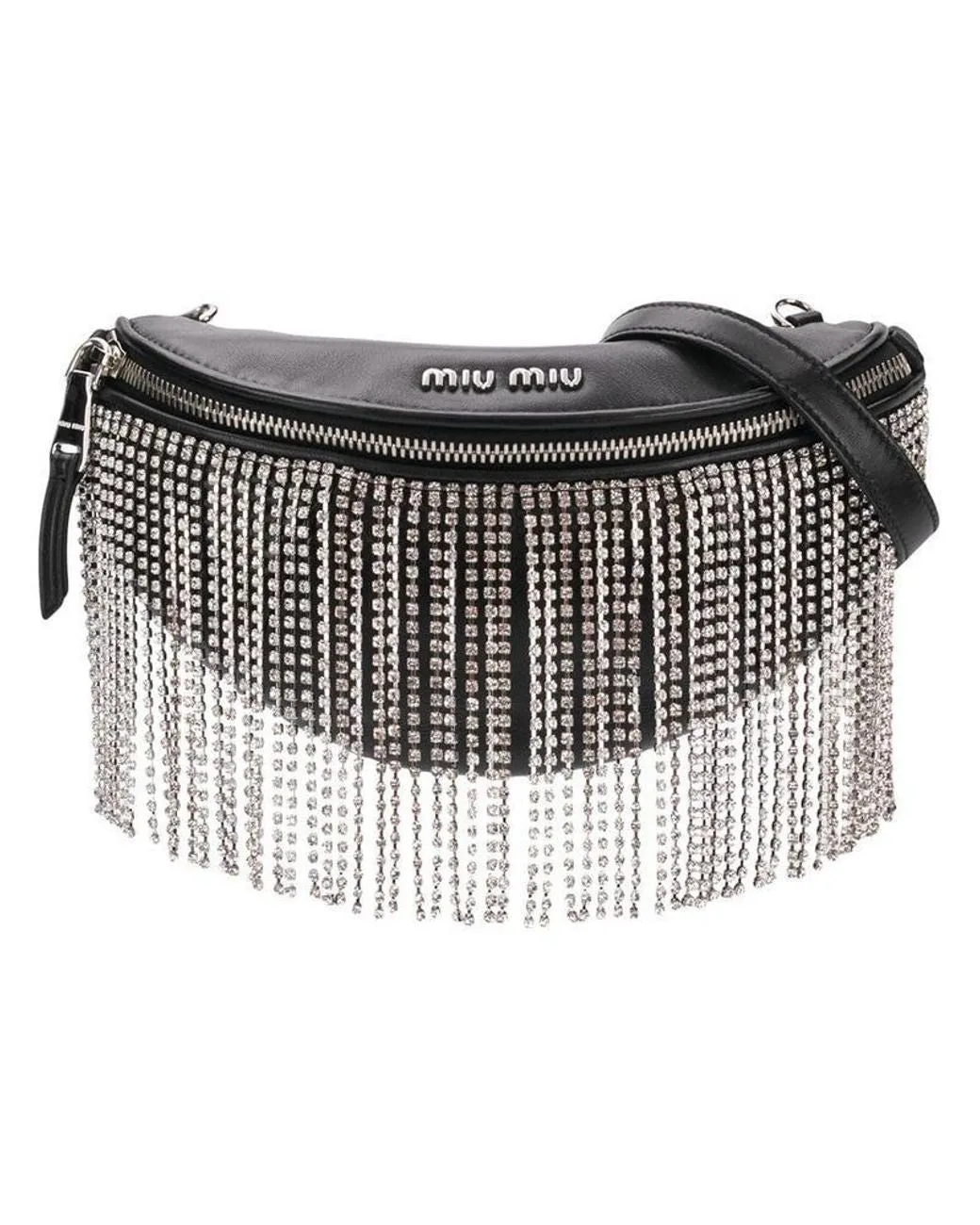 MIU MIU - Black Crystal Fringes Fanny Pack bag