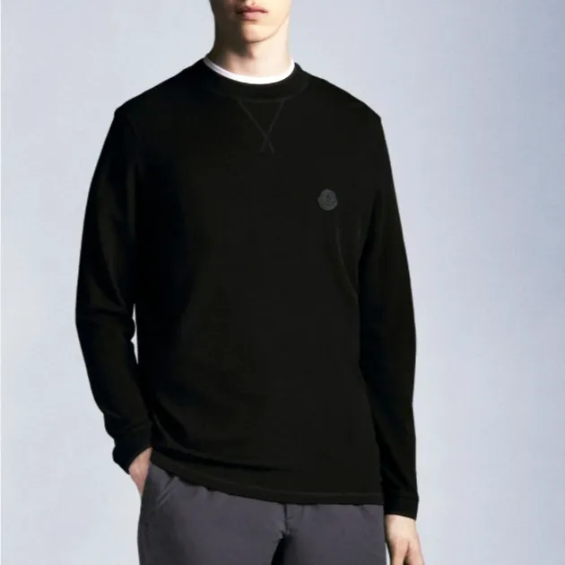 MONCLER  |Crew Neck Cotton Logos on the Sleeves Long Sleeve T-shirt