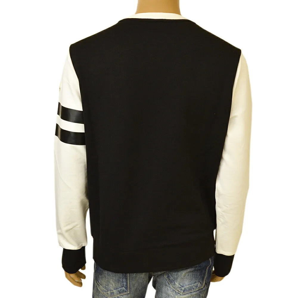 MONCLER  |Crew Neck Pullovers Bi-color Long Sleeves Cotton Oversized