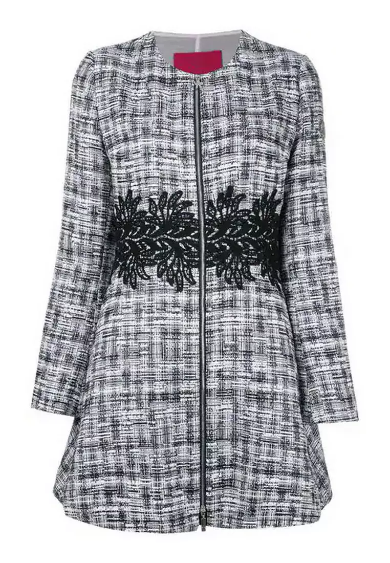 Moncler Moncler Floral Embroidered Coat in Black