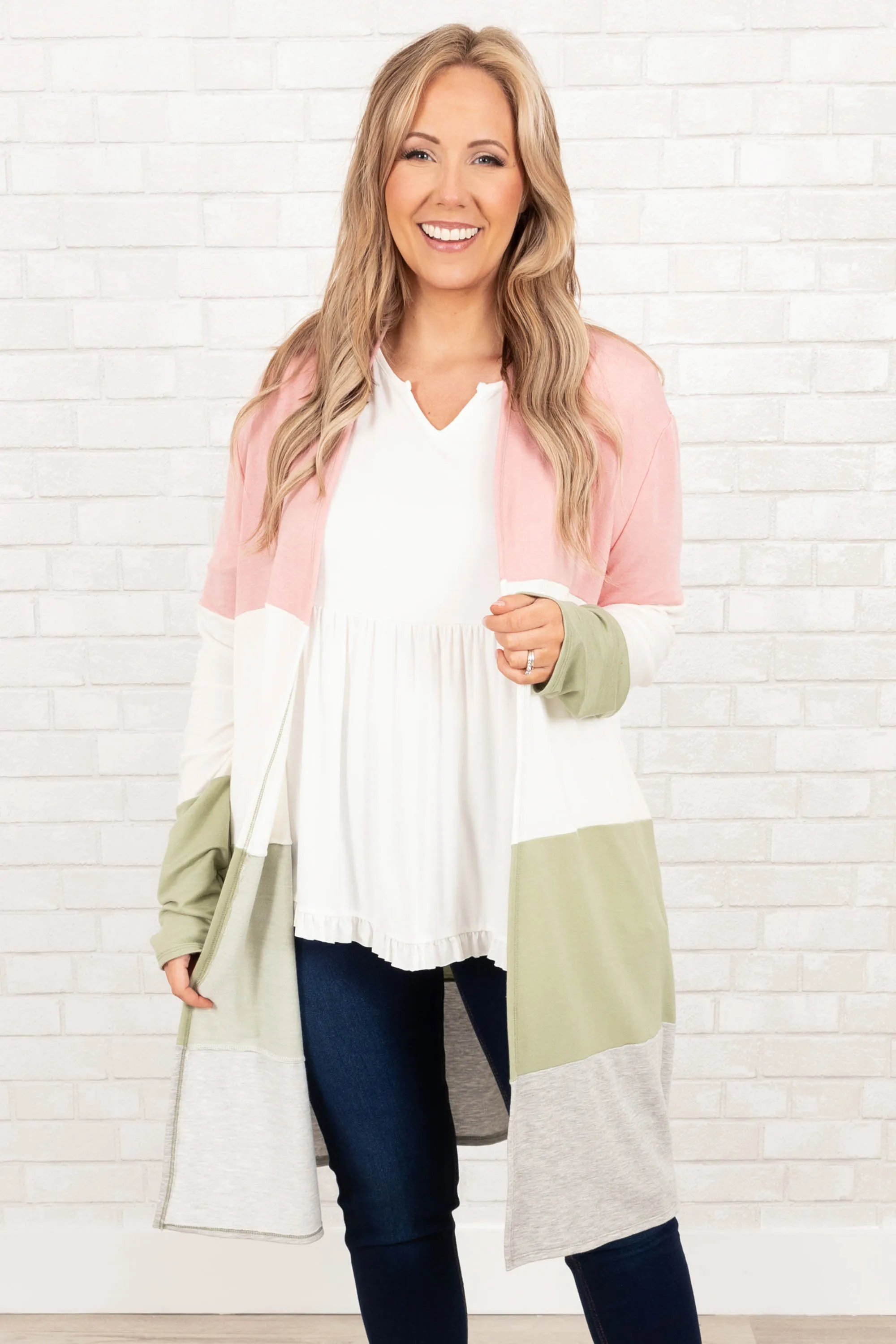 My Favorite Melody Cardigan, Blush White Sage