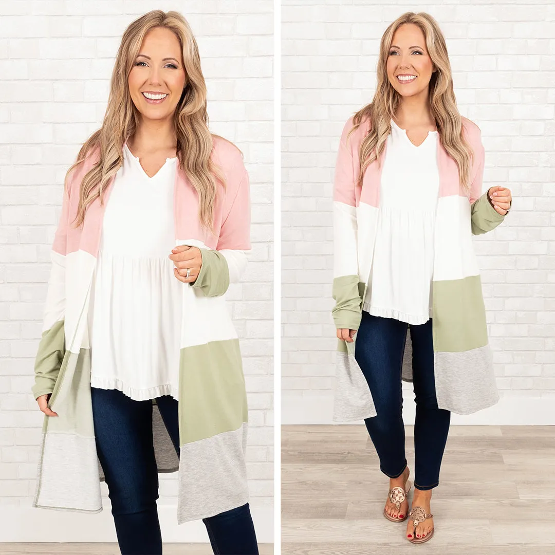 My Favorite Melody Cardigan, Blush White Sage