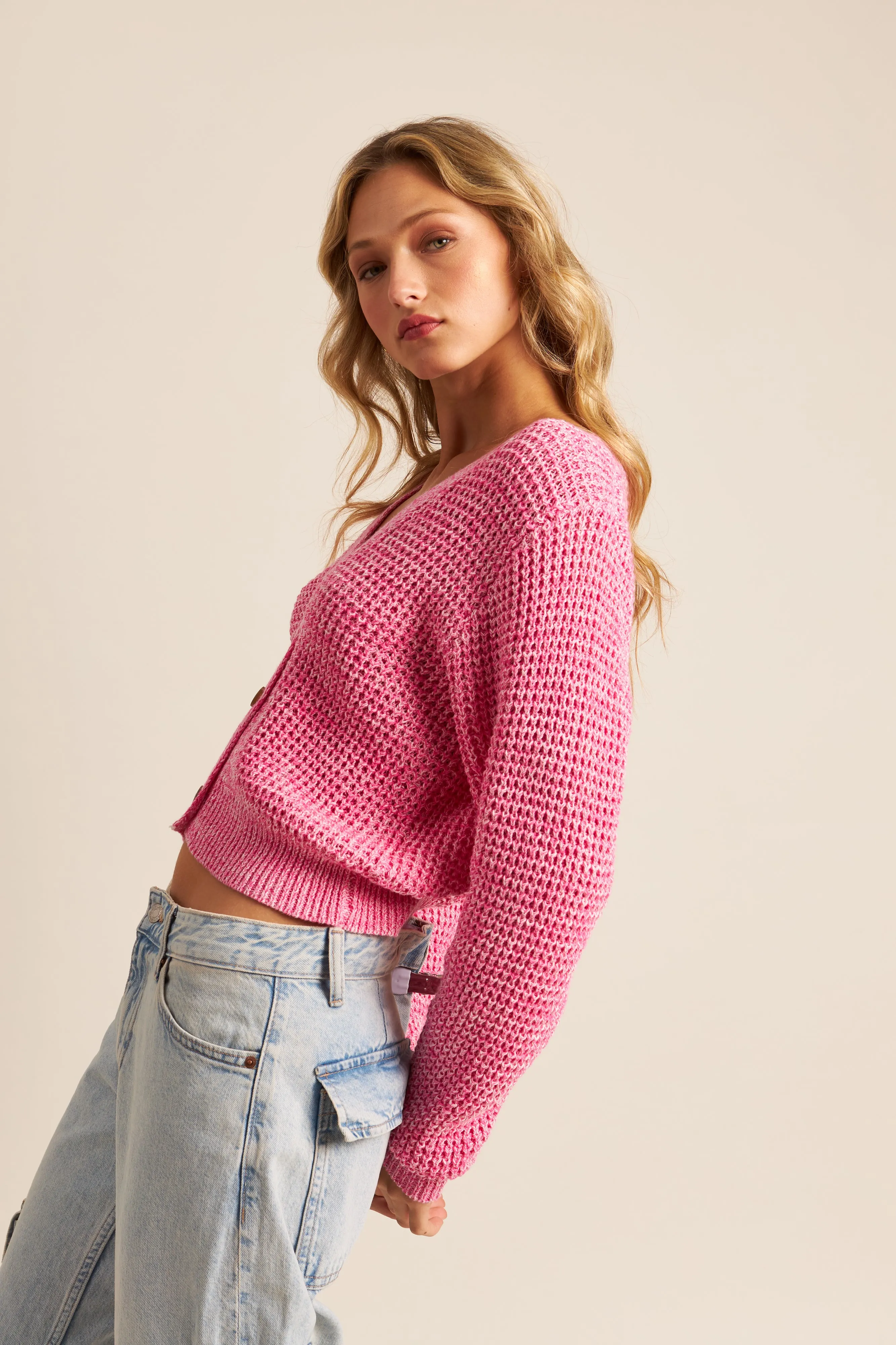 OLLIE WAFFLE KNIT CARDI