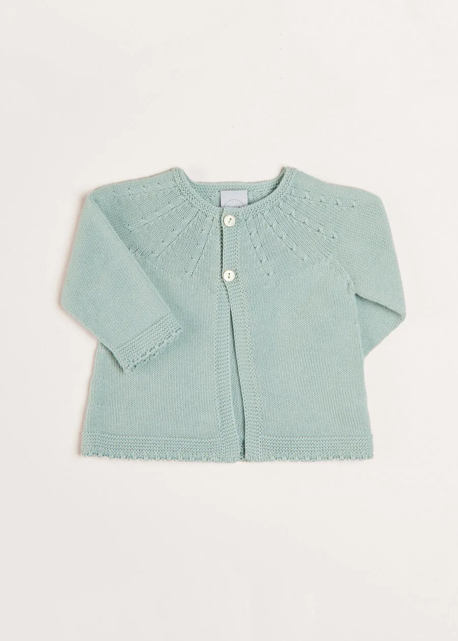 Openwork Detail Baby Cardigan in Green (1-6mths)