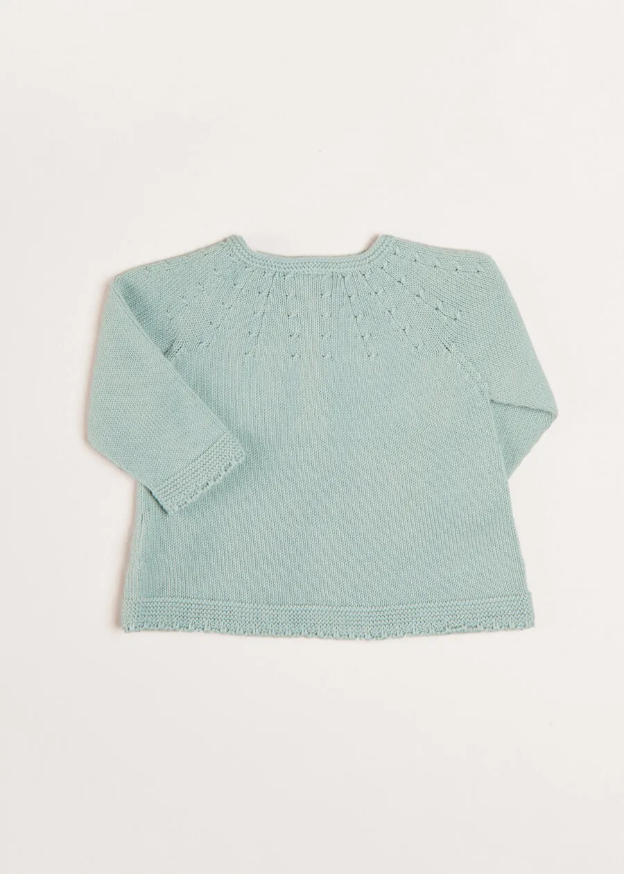 Openwork Detail Baby Cardigan in Green (1-6mths)