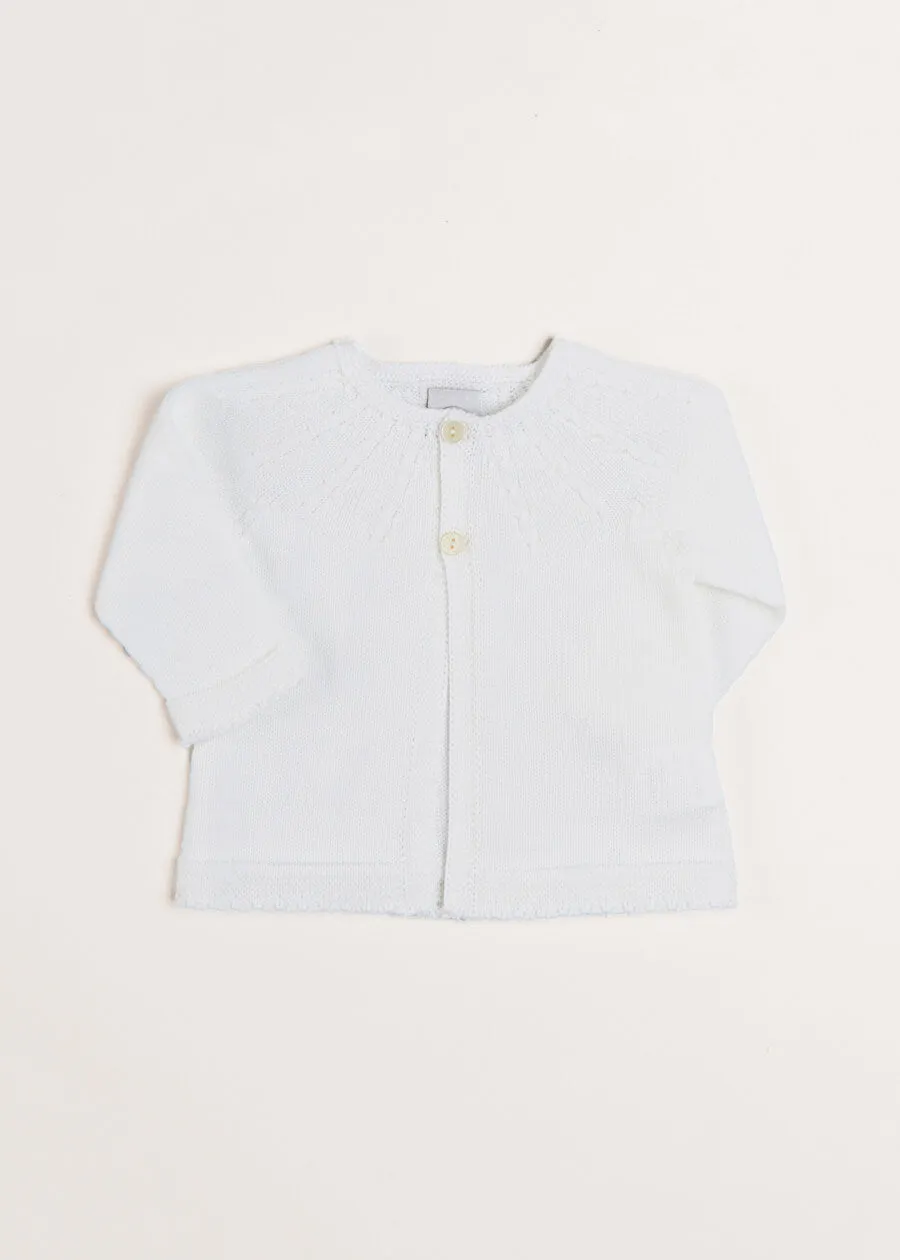 Openwork Detail Baby Cardigan in White (1-6mths)