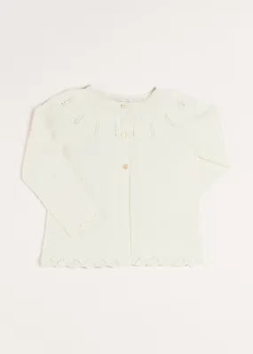 Openwork Detail Light Cardigan in White (6mths-10yrs)