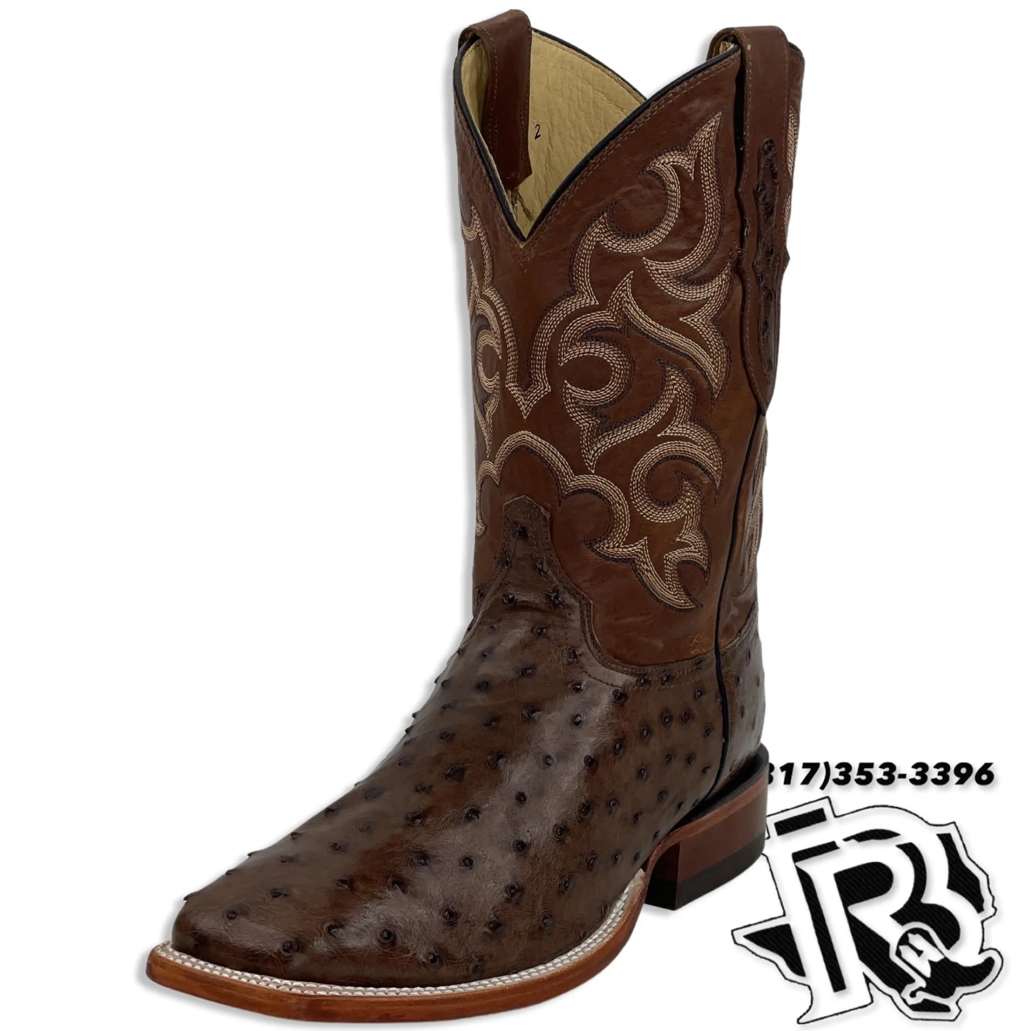 OSTRICH TABACO ORIGNAL | JUSTIN BOOTS MEN SQUARE TOE WESTERN BOOTS 8515