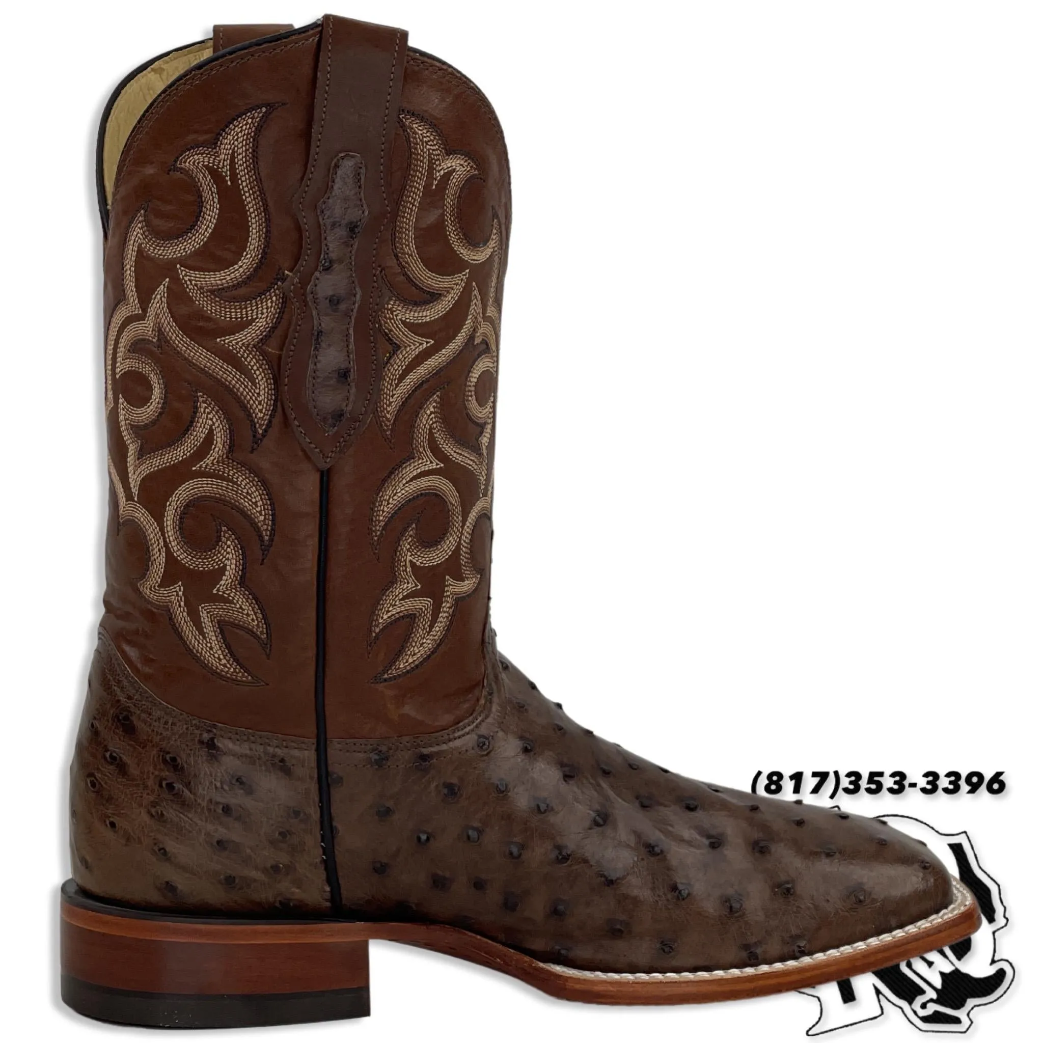 OSTRICH TABACO ORIGNAL | JUSTIN BOOTS MEN SQUARE TOE WESTERN BOOTS 8515