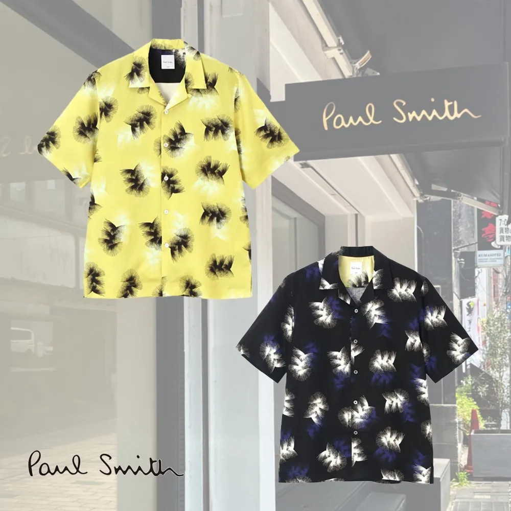 Paul Smith  |Flower Patterns Unisex Linen Street Style Short Sleeves Logo