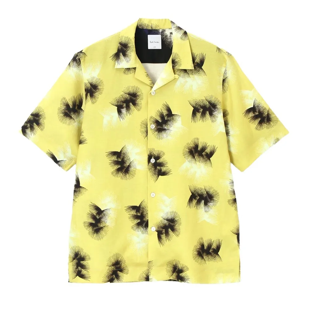 Paul Smith  |Flower Patterns Unisex Linen Street Style Short Sleeves Logo