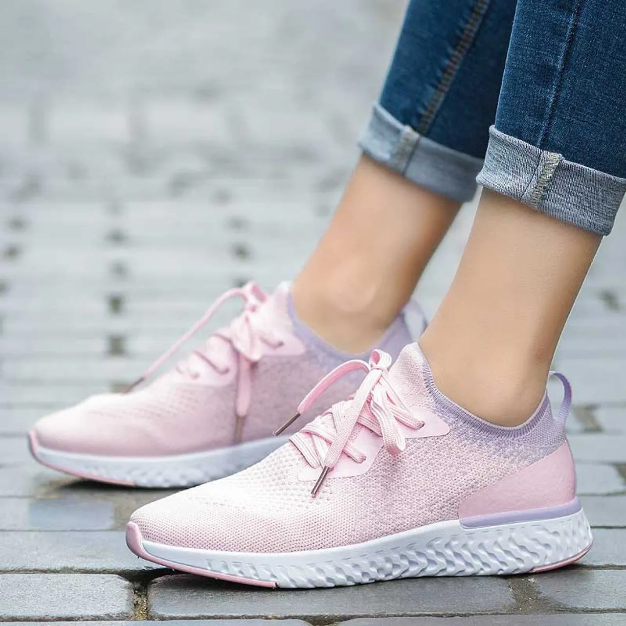 Pink flyknit casual pattern texture shoe sneaker