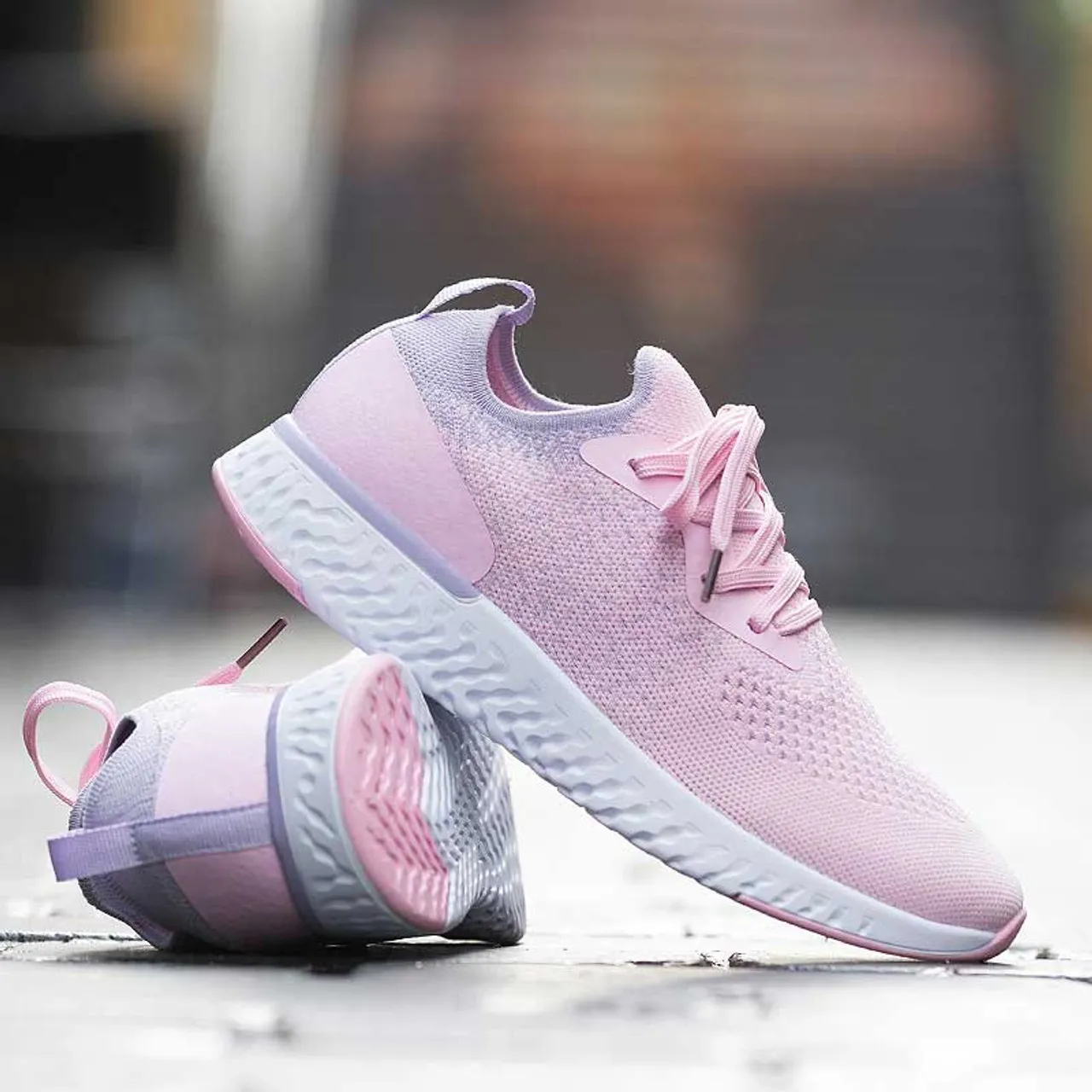 Pink flyknit casual pattern texture shoe sneaker