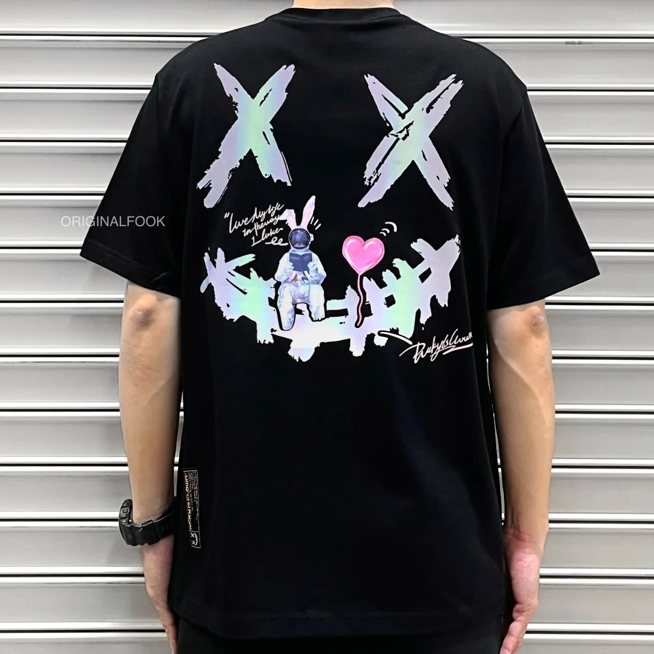 Rickyisclown [RIC] Reflective Astro Bunny Smiley Tee Black [R17230314A-D8]