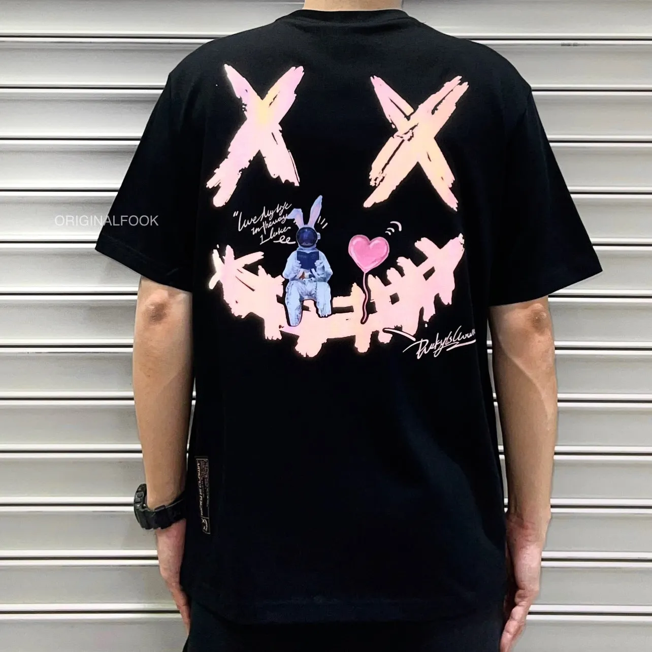 Rickyisclown [RIC] Reflective Astro Bunny Smiley Tee Black [R17230314A-D8]