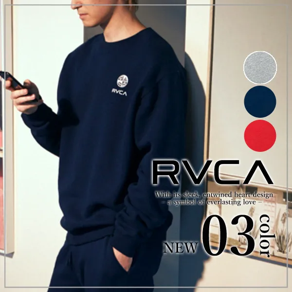 RVCA  |Crew Neck Long Sleeves Plain Logo Sweatshirts