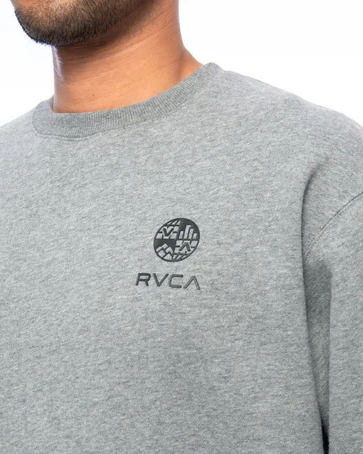 RVCA  |Crew Neck Long Sleeves Plain Logo Sweatshirts