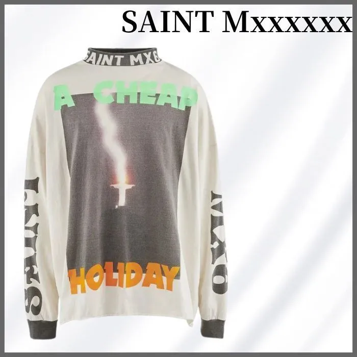 Saint Mxxxxxx  |Crew Neck Unisex Street Style Long Sleeves Cotton