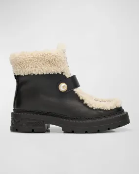 Shea Leather Shearling Ankle Boots