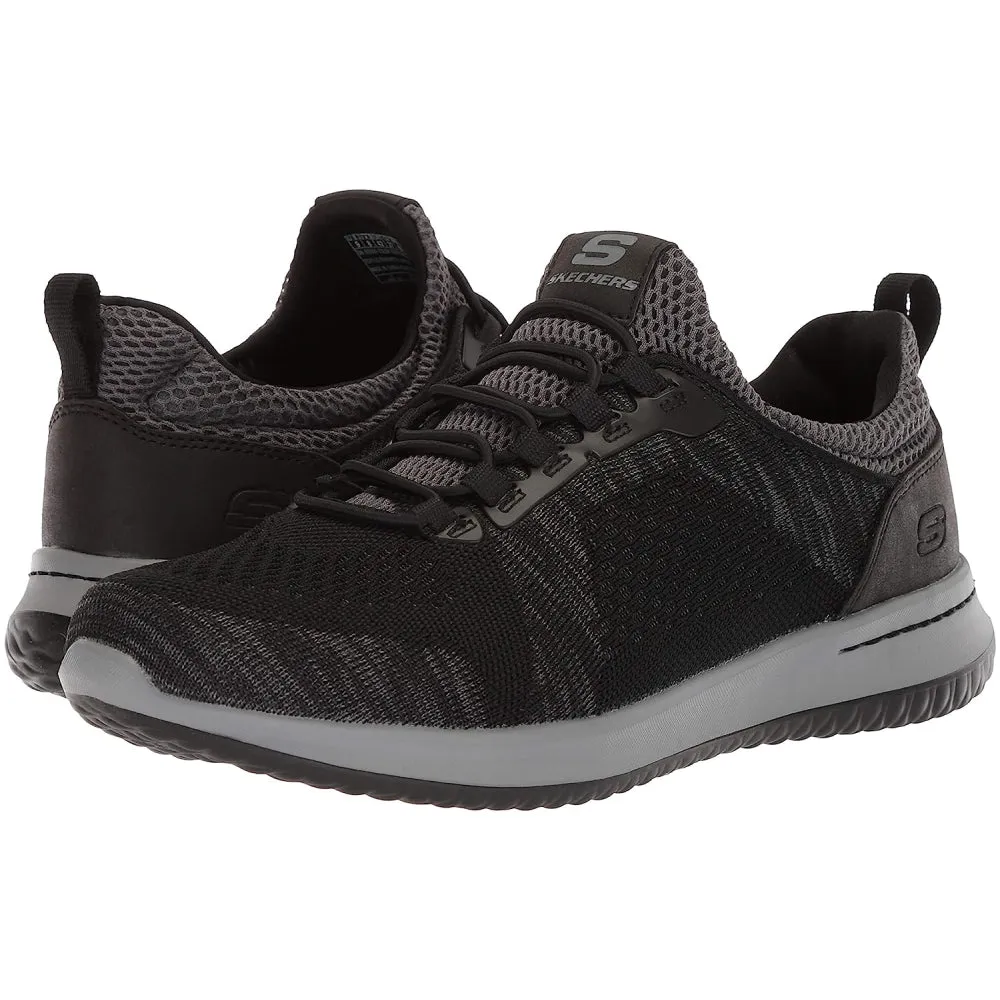 SKECHERS Men's Delson Brewton Running Shoe (Black/Charcoal)