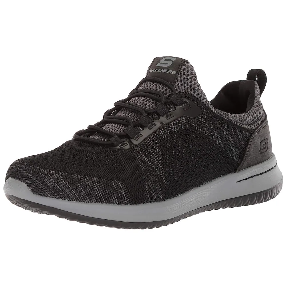 SKECHERS Men's Delson Brewton Running Shoe (Black/Charcoal)