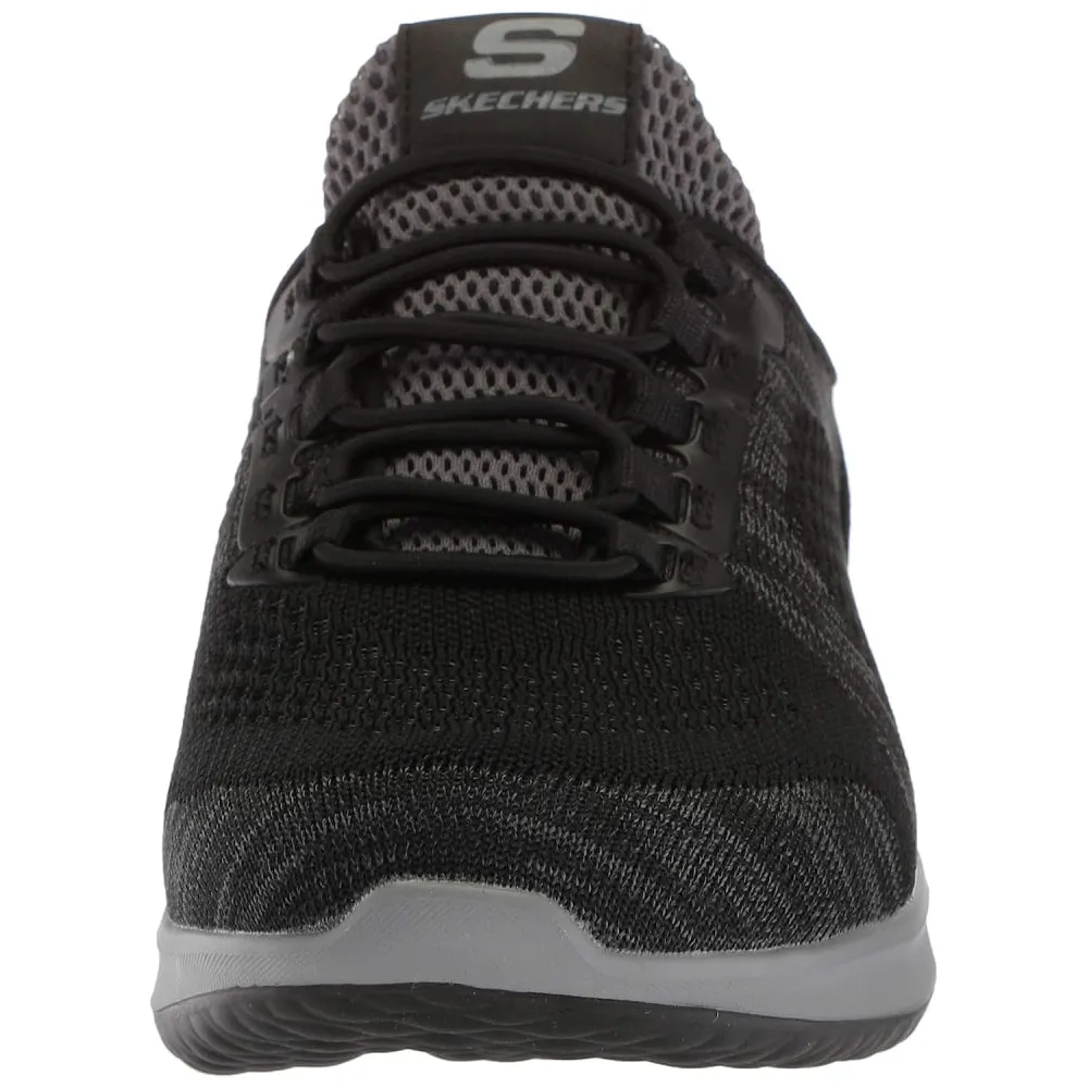 SKECHERS Men's Delson Brewton Running Shoe (Black/Charcoal)