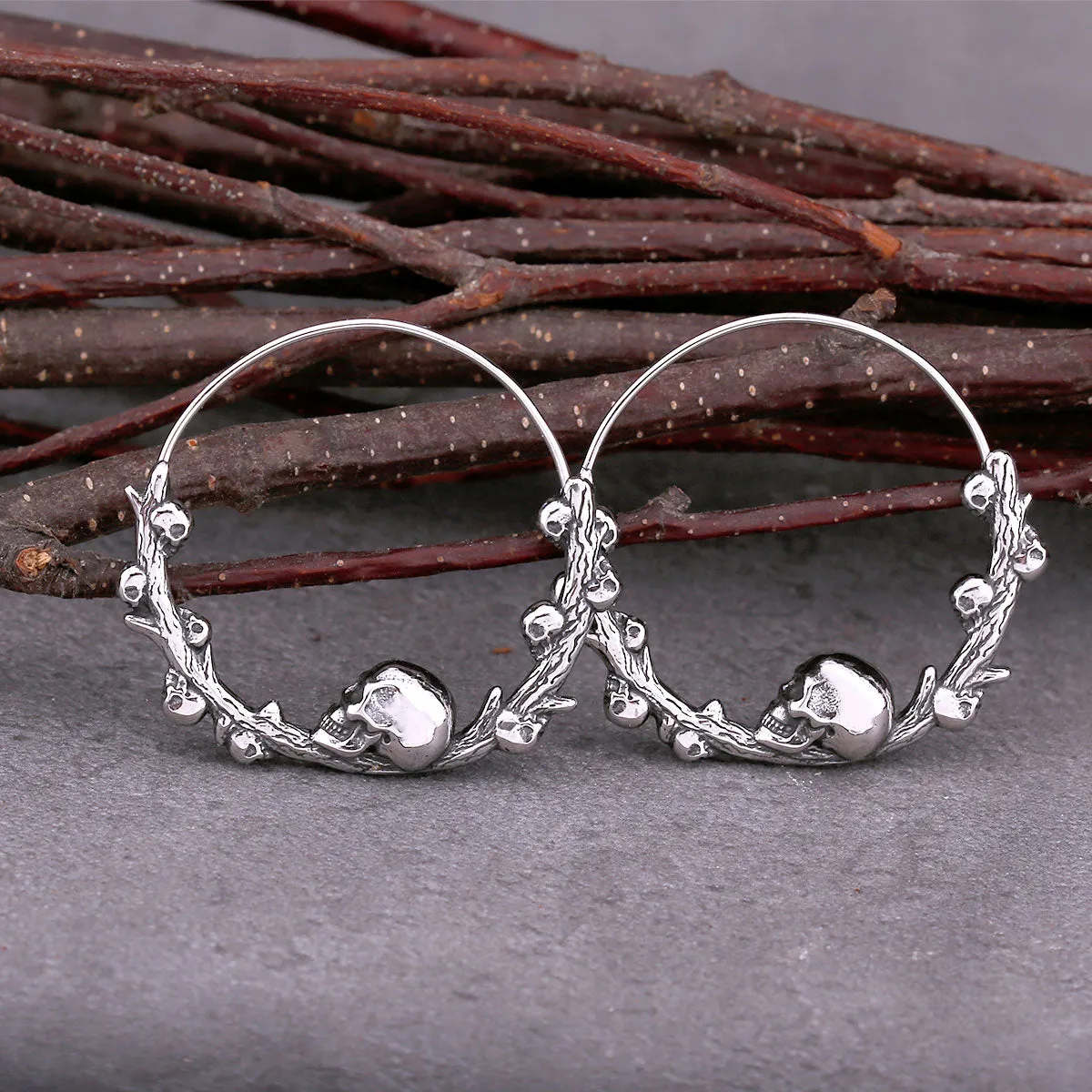 Skull Hoop Earrings - Creative Stainless Steel Jewelry