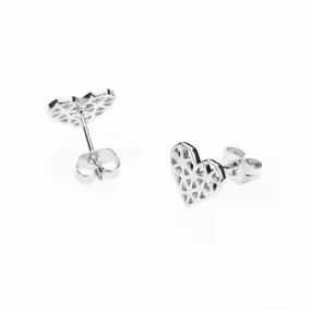 Solid Gold Ladies Jewelry Modern Simple Heart Shape Studs Design SE8W