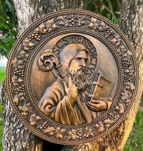 St Benedict Wood Plaque