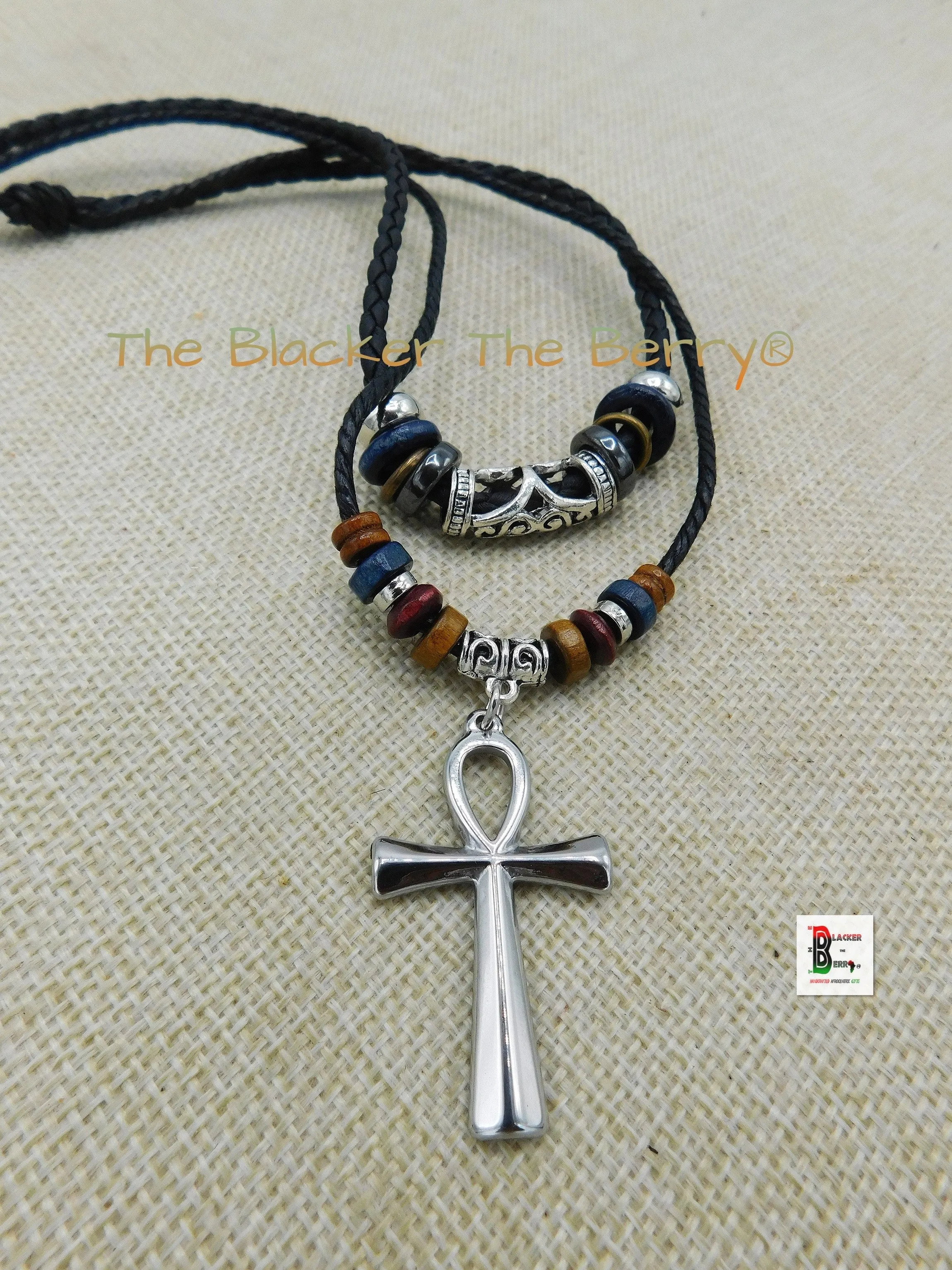 Stainless Steel Ankh Boho Jewelry Leather Adjustable Necklace Jewelry