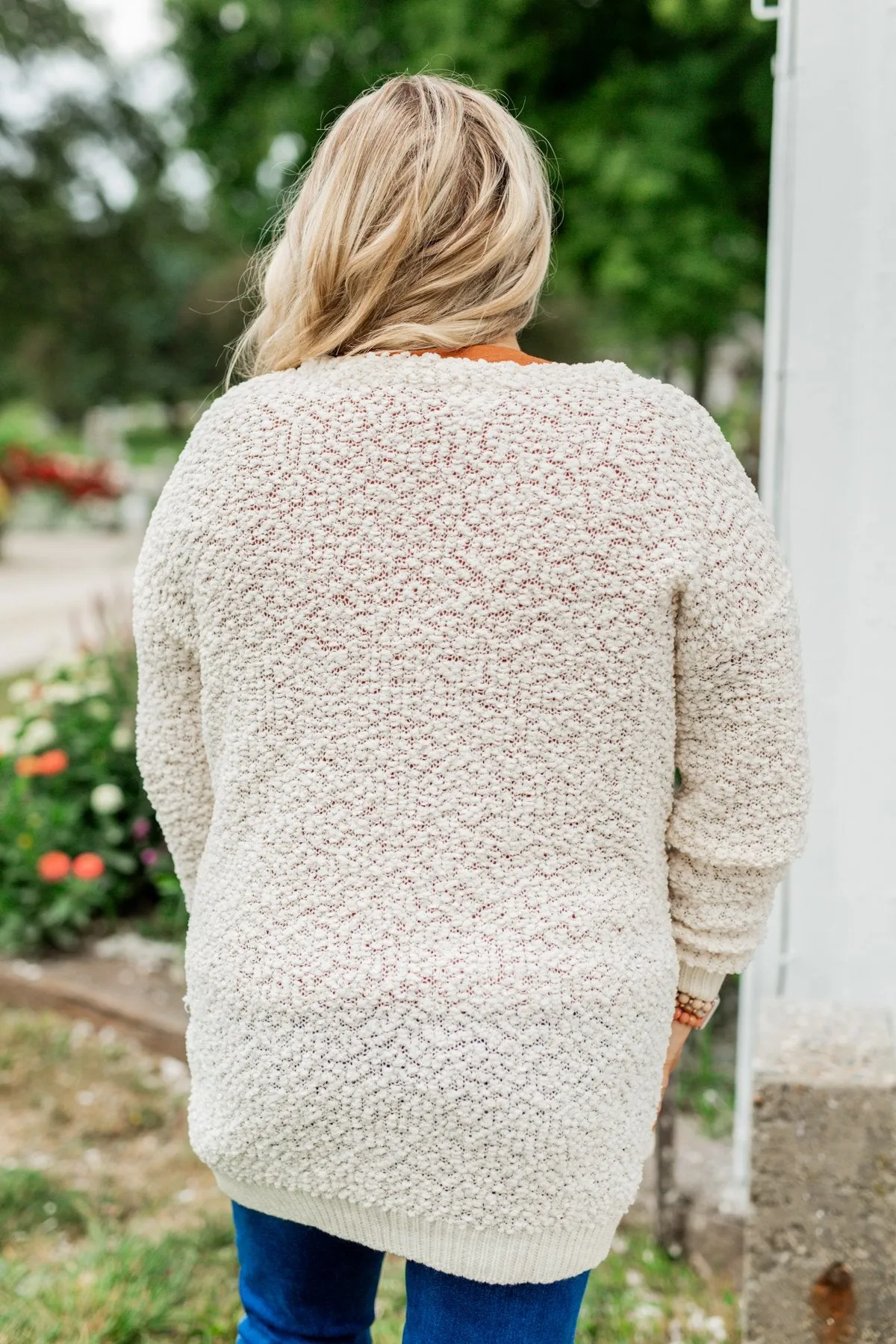 Stealing Glances Popcorn Knit Cardigan- Ivory