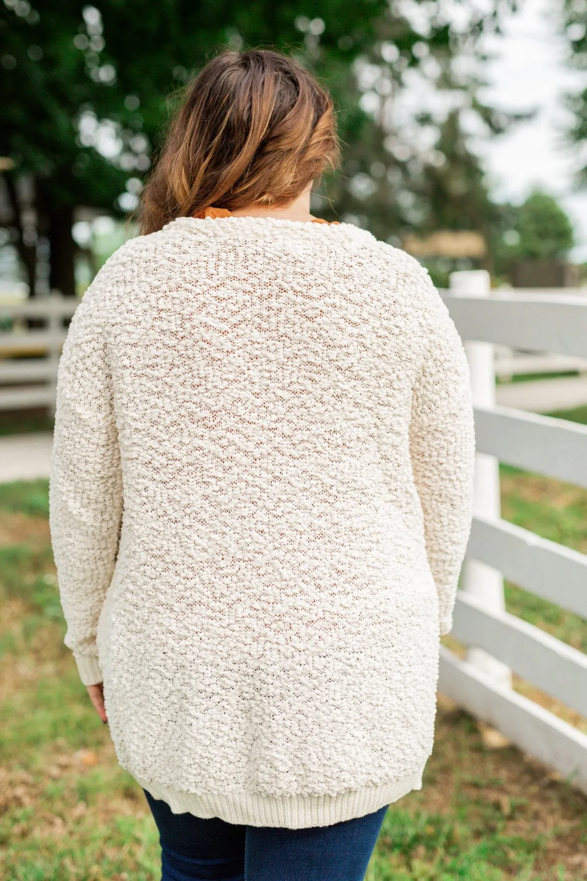 Stealing Glances Popcorn Knit Cardigan- Ivory