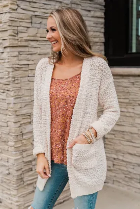 Stealing Glances Popcorn Knit Cardigan- Ivory