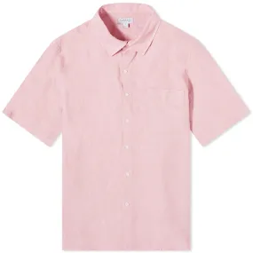 Sunspel Linen Short Sleeve ShirtShell Pink