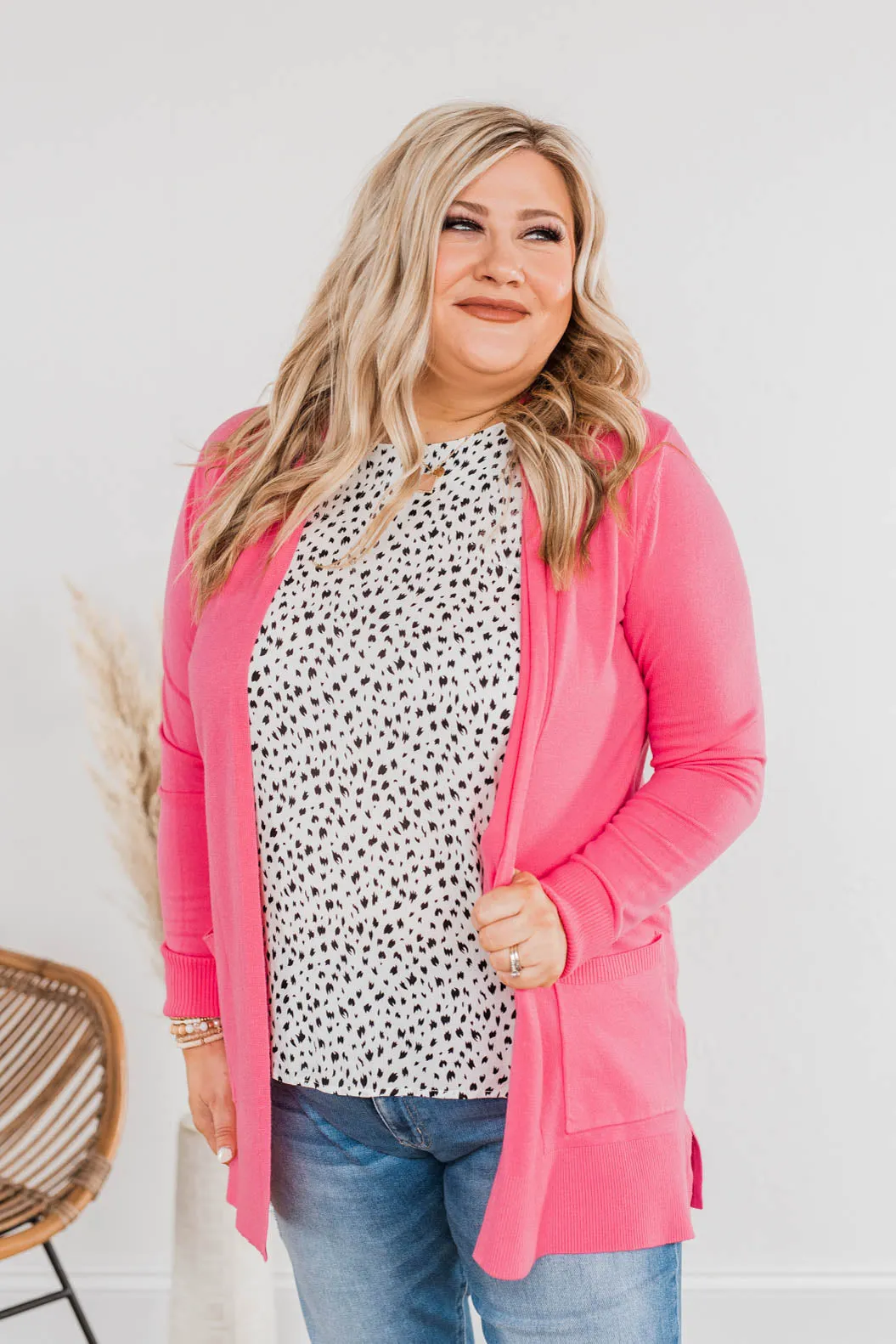 Time To Be Alive Drape Cardigan- Bubblegum Pink