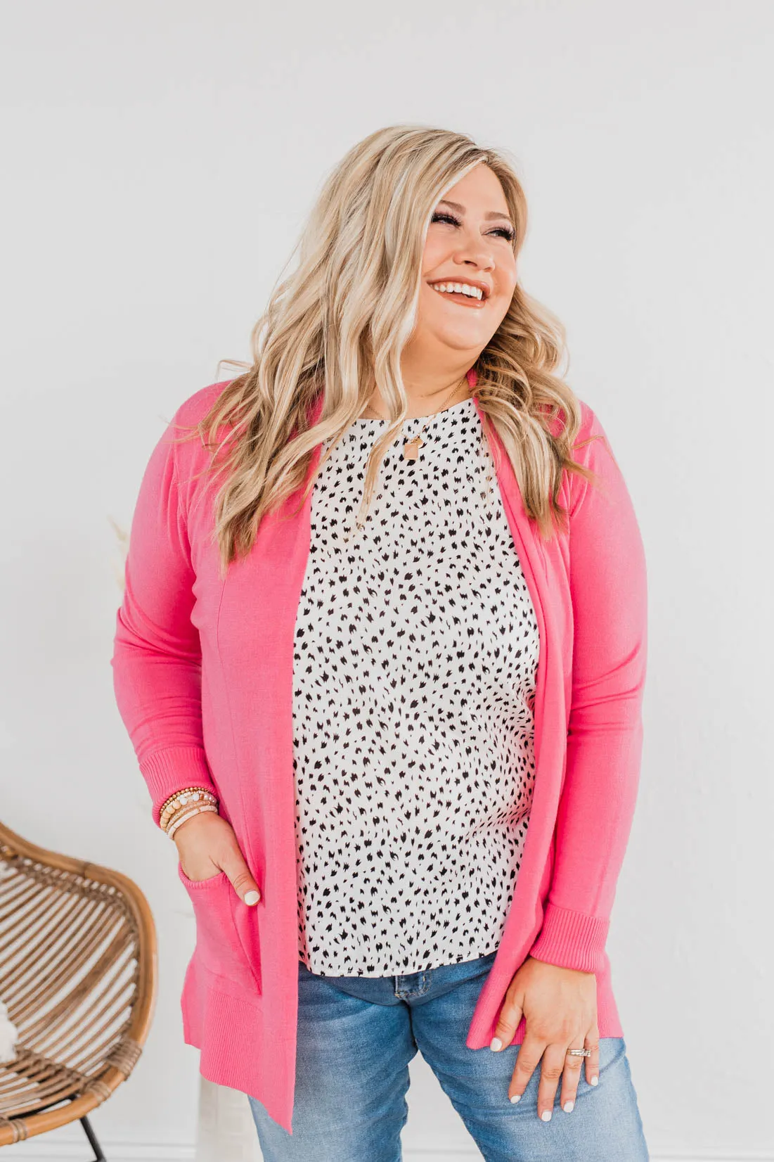 Time To Be Alive Drape Cardigan- Bubblegum Pink