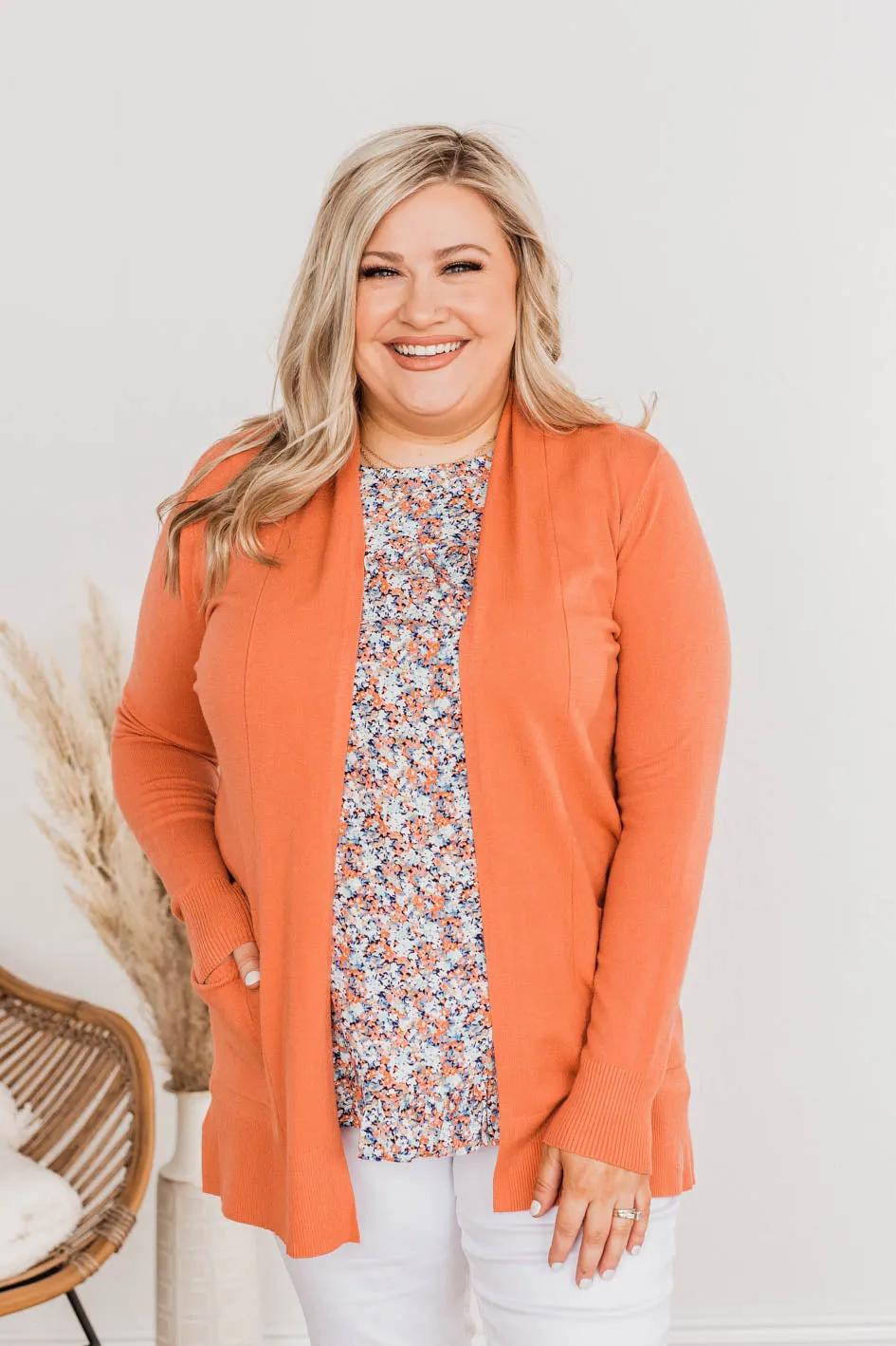 Time To Be Alive Drape Cardigan- Papaya