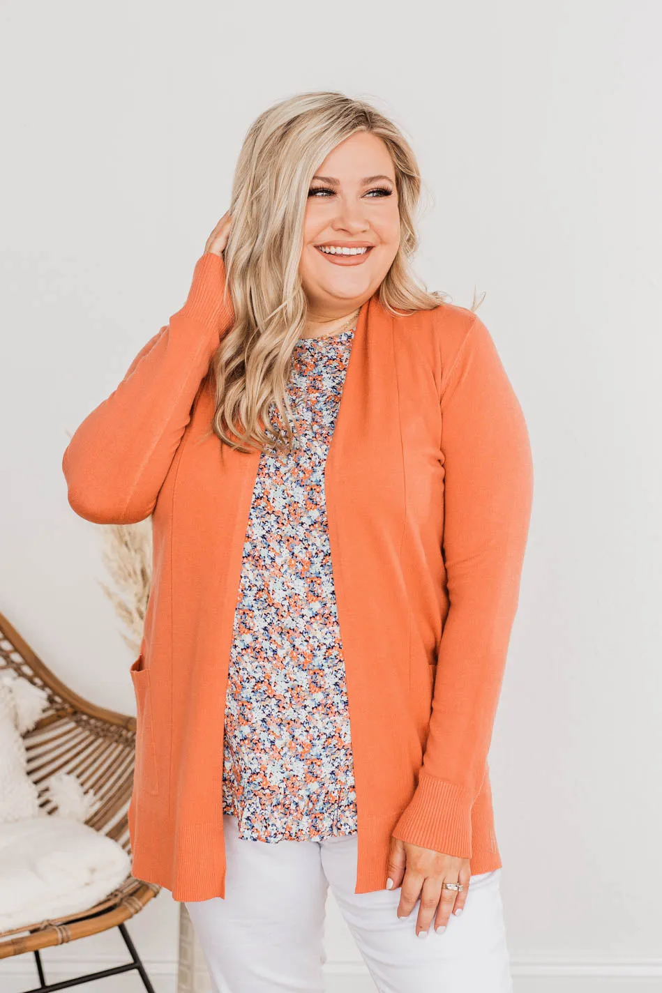 Time To Be Alive Drape Cardigan- Papaya