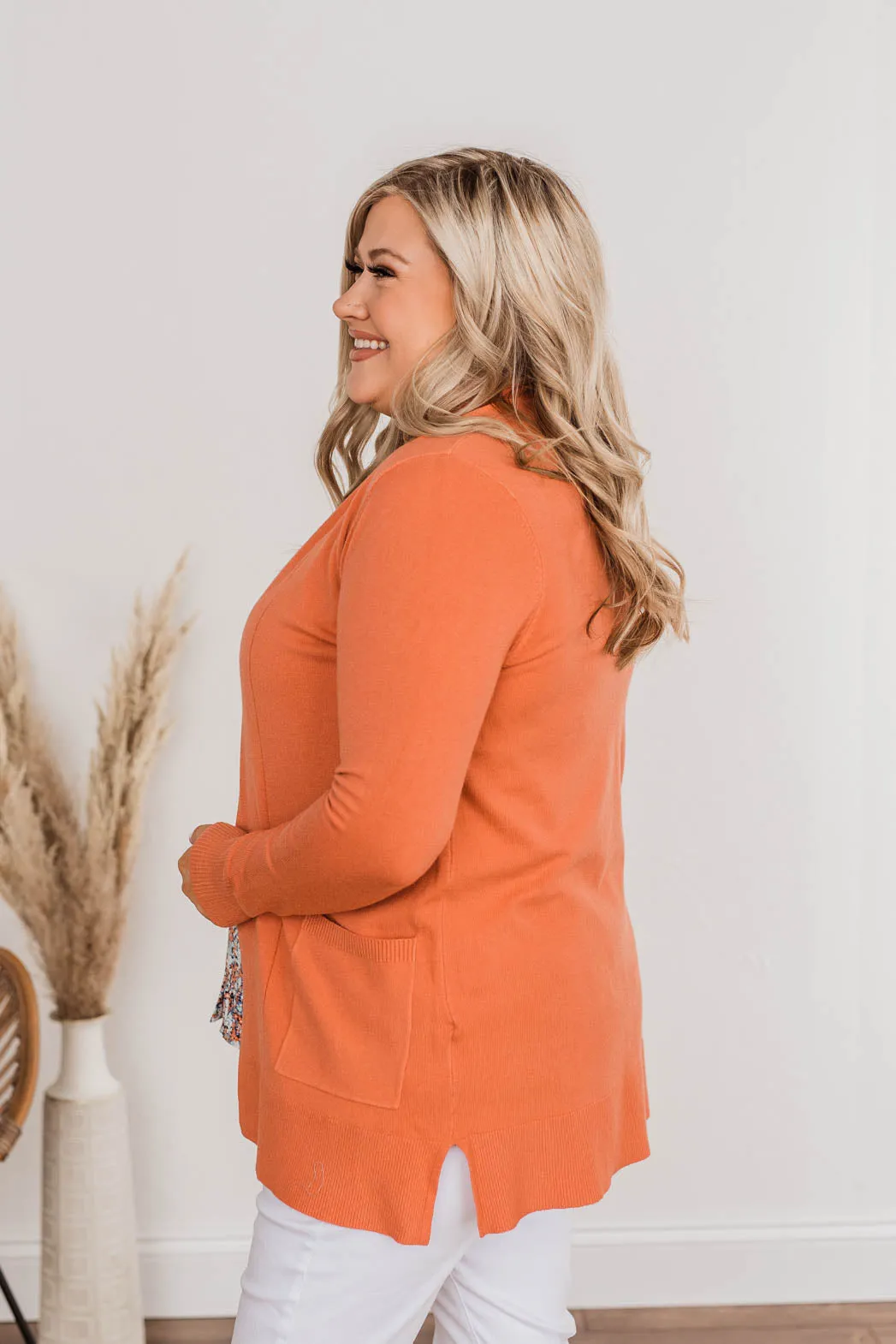 Time To Be Alive Drape Cardigan- Papaya