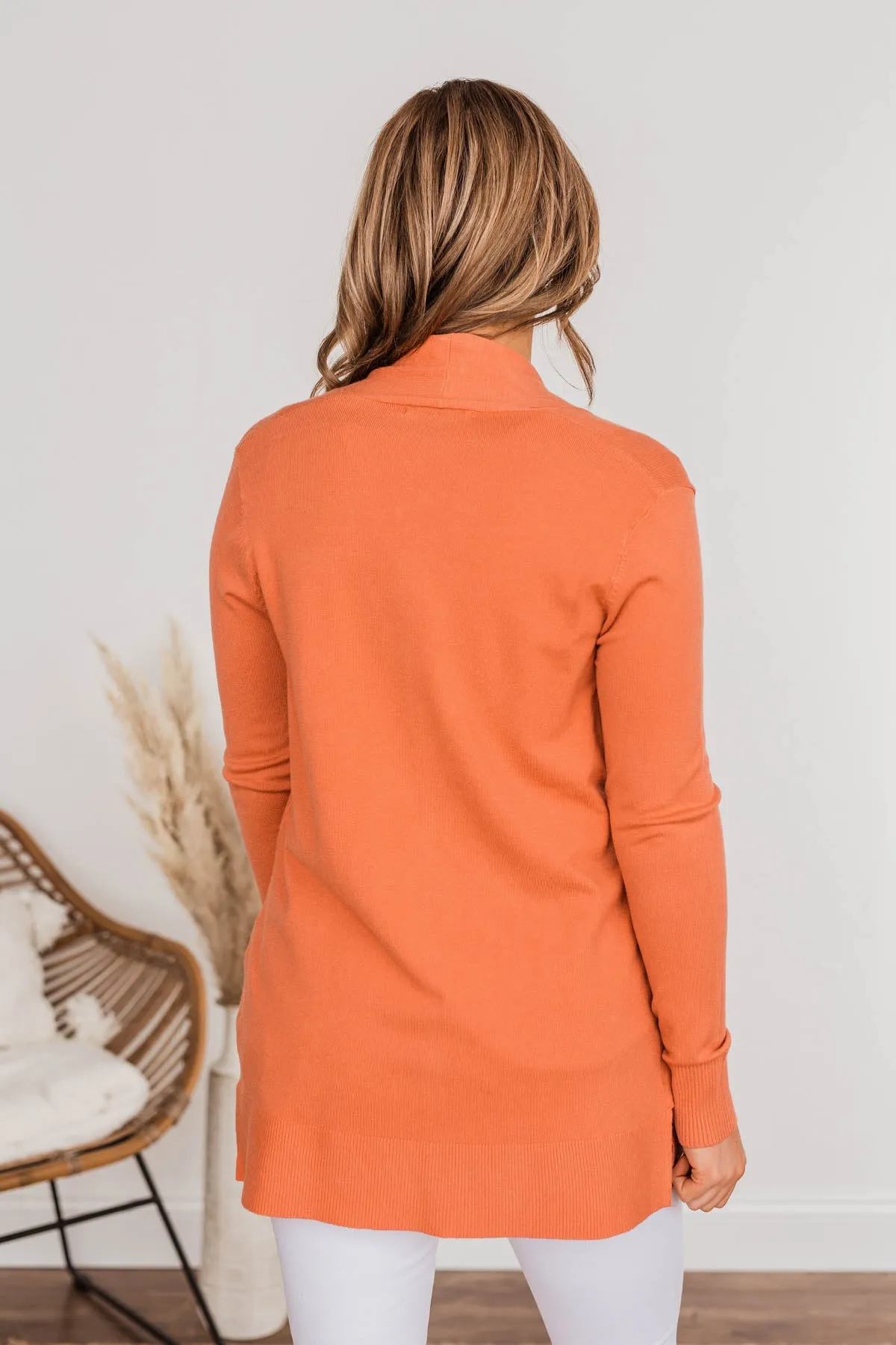 Time To Be Alive Drape Cardigan- Papaya