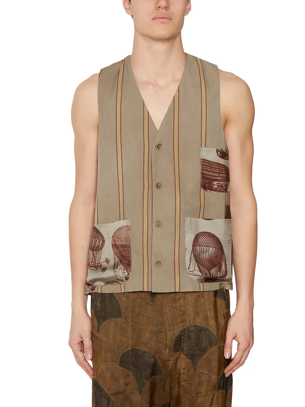 Uma Wang Graphic Printed Buttoned Gilet