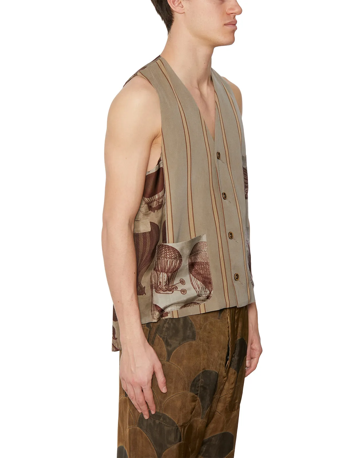 Uma Wang Graphic Printed Buttoned Gilet