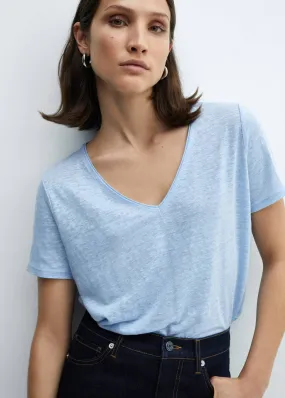 V-neck linen t-shirt