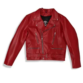 Vegan Mens Classic Red Motorcycle Jacket