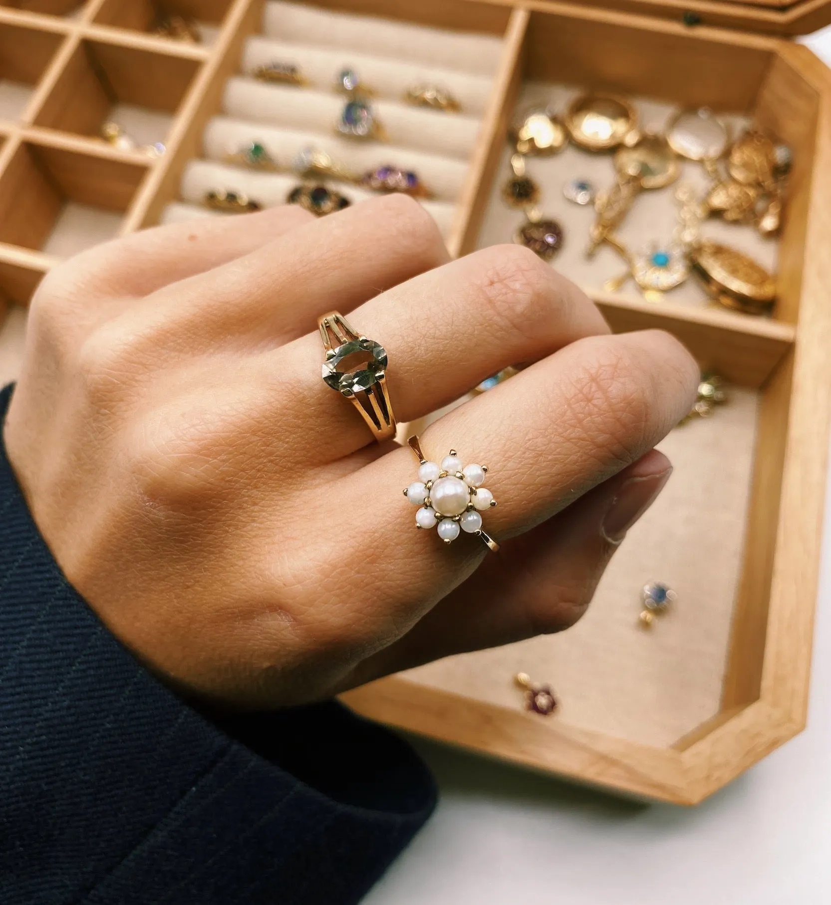 Vintage Pearlescent Petal Ring