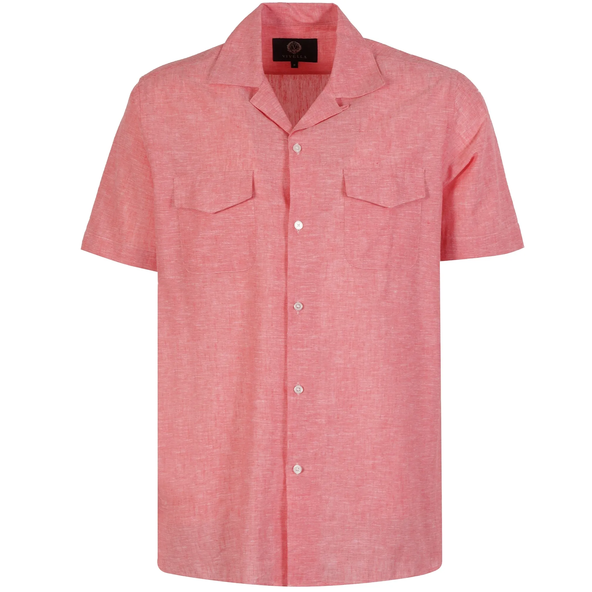 Viyella Short Sleeve Linen Shirt - Raspberry