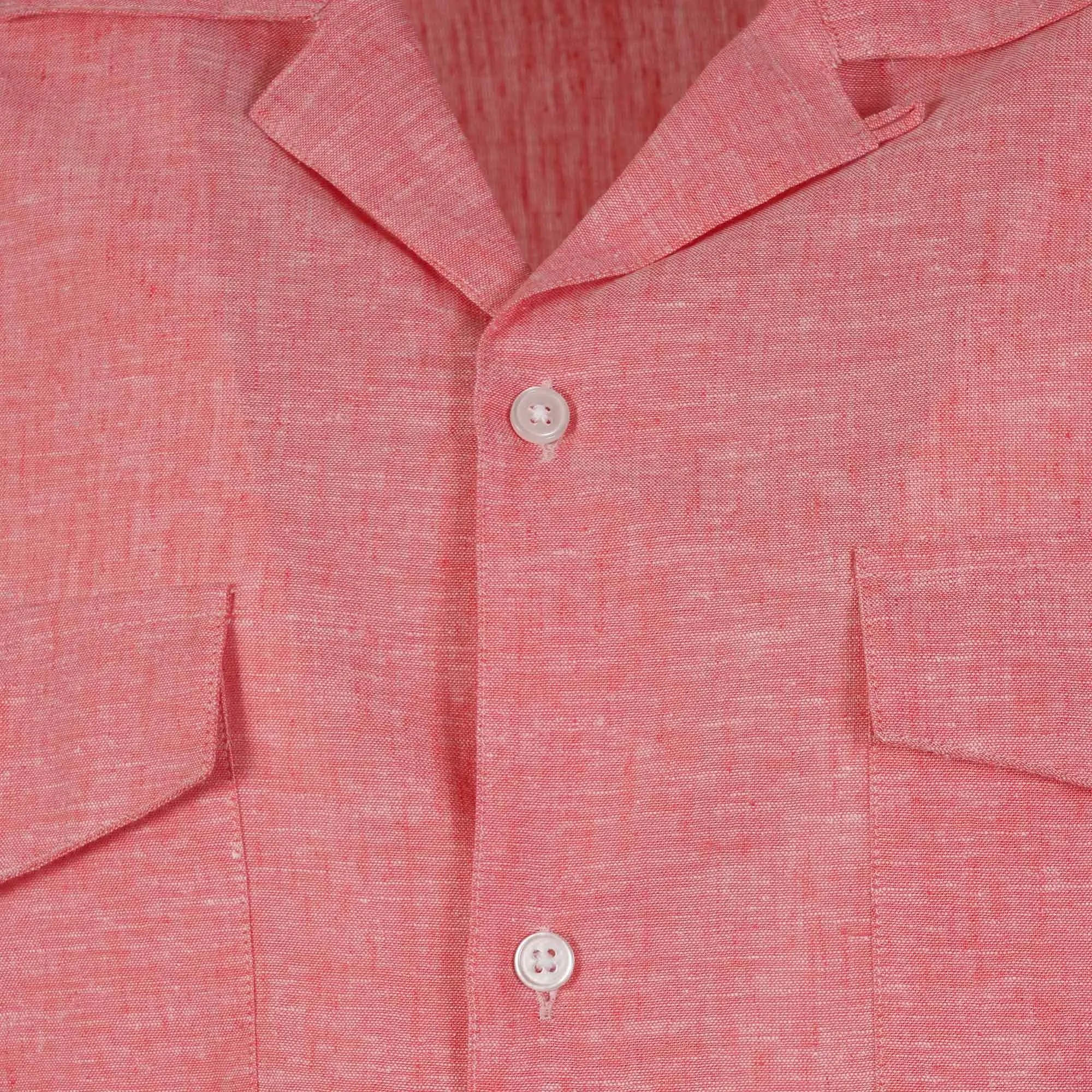 Viyella Short Sleeve Linen Shirt - Raspberry